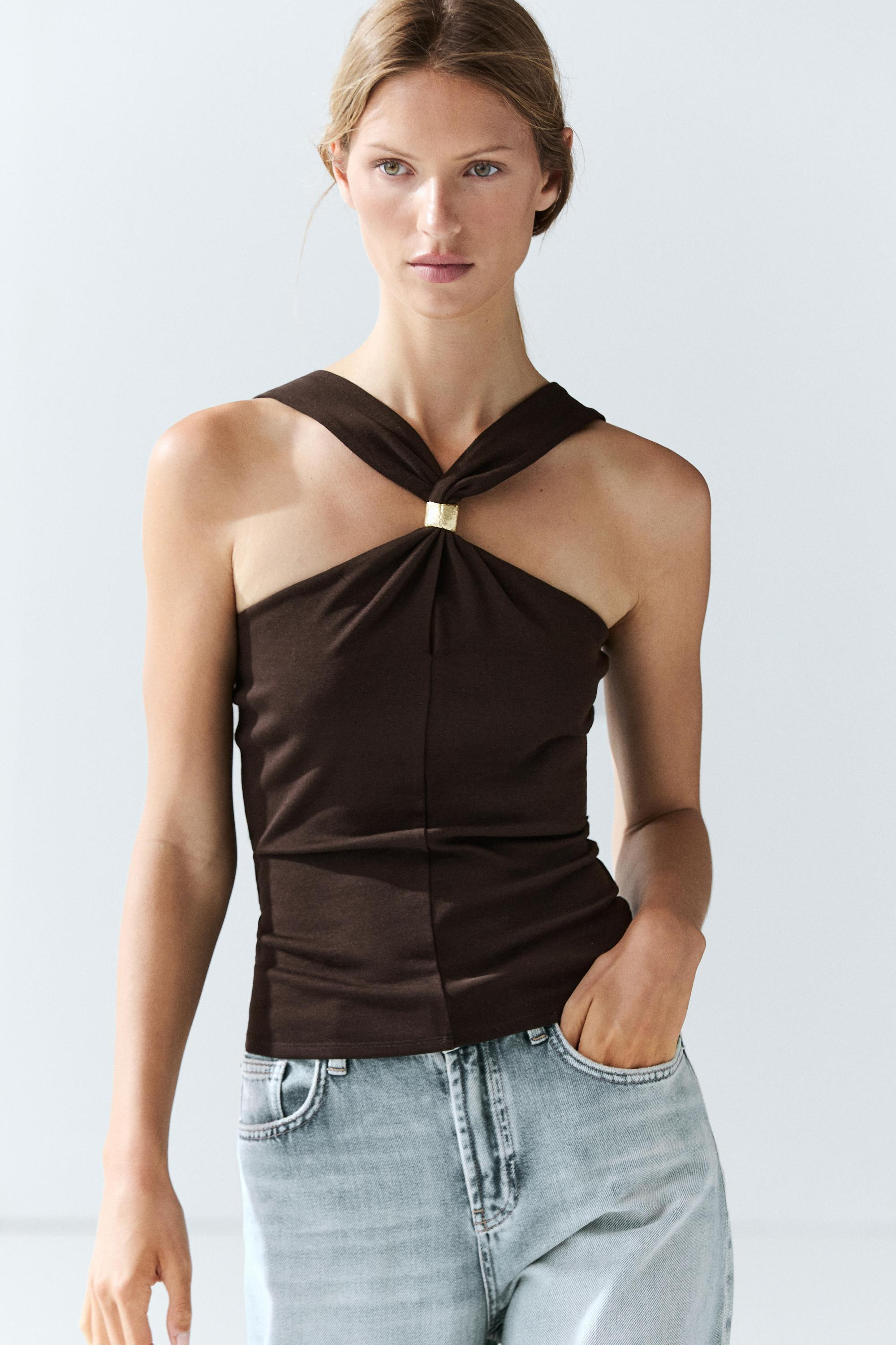 Halter top with jewel straps | Massimo Dutti US