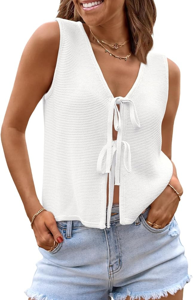 LILLUSORY Womens Summer Tops Beach Vacation Spring Outfits Cute Y2K Trendy Sweater Vest 2026 Tank... | Amazon (US)