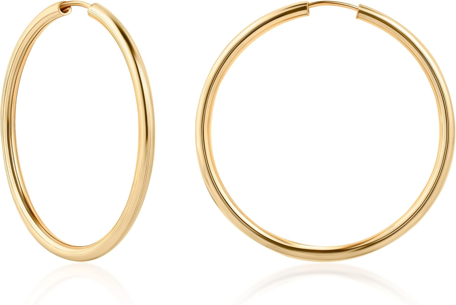Barzel 18K Gold Plated Endless Hoop Earrings, 3mm Thick, Varying Sizes 40-70mm, High Polish Finis... | Amazon (US)