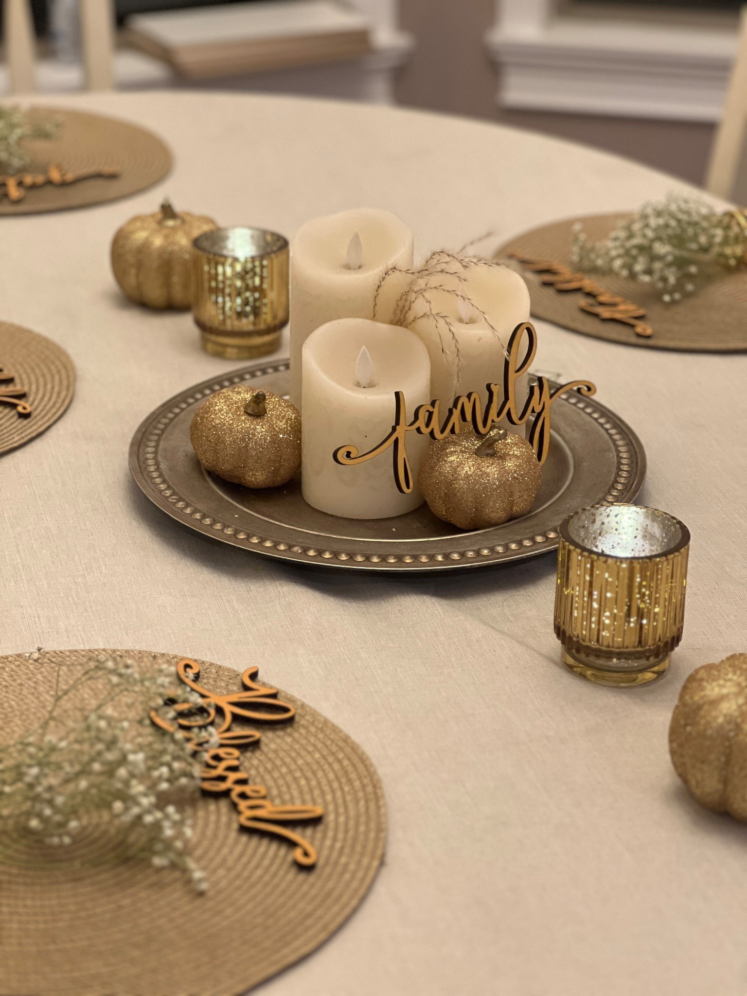 Simply beautiful table decor! Don’t over-stress the fancy table look. Plus using gold accents means you can use them all year! 

#LTKFindsUnder50 #LTKHome #LTKHoliday