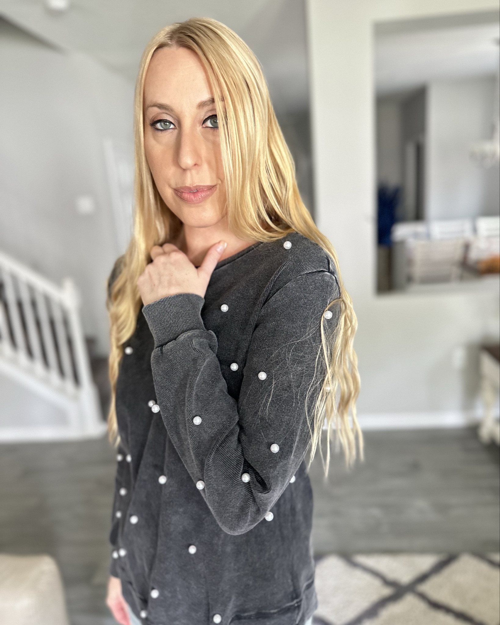 Soft long sleeve pearl top
🤍 I love how long it is and the cute pearl details
🤍 wearing size small, fits true to size 

#LTKStyleTip #LTKFindsUnder50 #LTKFindsUnder100