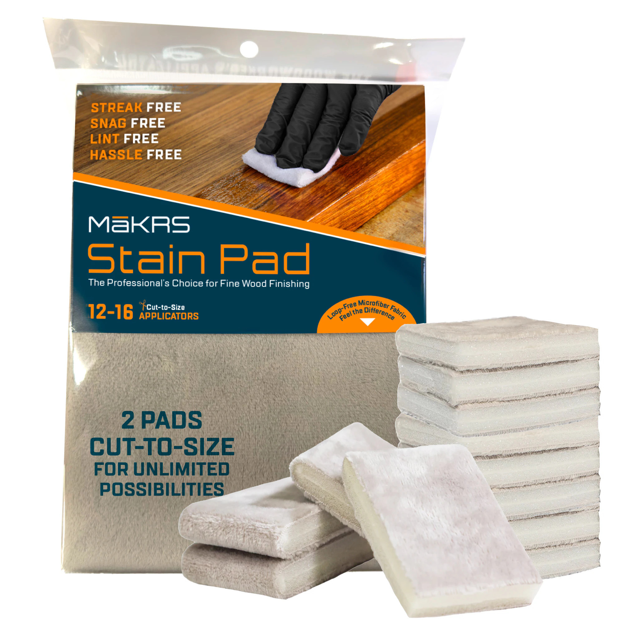 MaKRS Wood Stain Applicator Pad - Original Thickness 2 -Pack 8 x 6-Inches Cut-to-size, Lint-free, Snag free, Microfiber Stain pad | MSP1021-2 | Lowe's