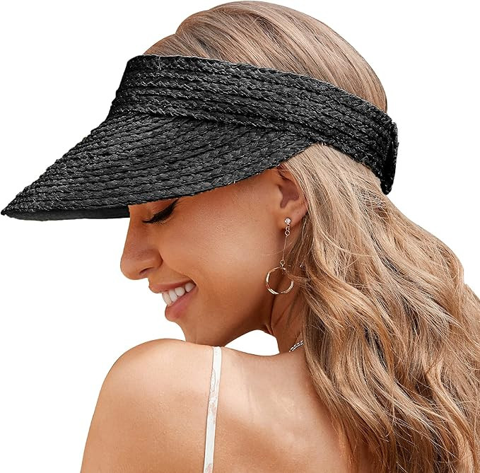 Straw Hats for Women, Visor Hats for Women Beach Hats for Women Sun Hat Womens Straw Hat Made of ... | Amazon (US)