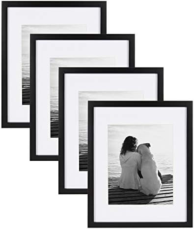 DesignOvation Gallery 11x14 matted to 8x10 Wood Picture Frame, Set of 4, Black, 4 Count | Amazon (US)