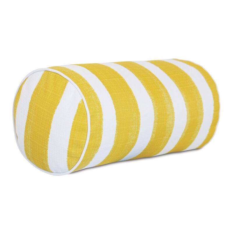 Pergola Bolster Outdoor Pillow, Yellow/White | One Kings Lane