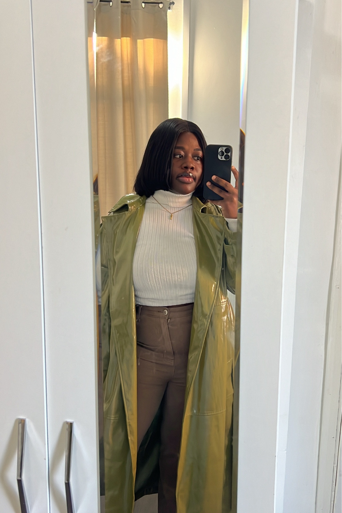 Green Day leather jacket from ASOS, love itttt, brown jeans from PLT , love how it hugs me up 🤎

#LTKmidsize #LTKfindsunder100