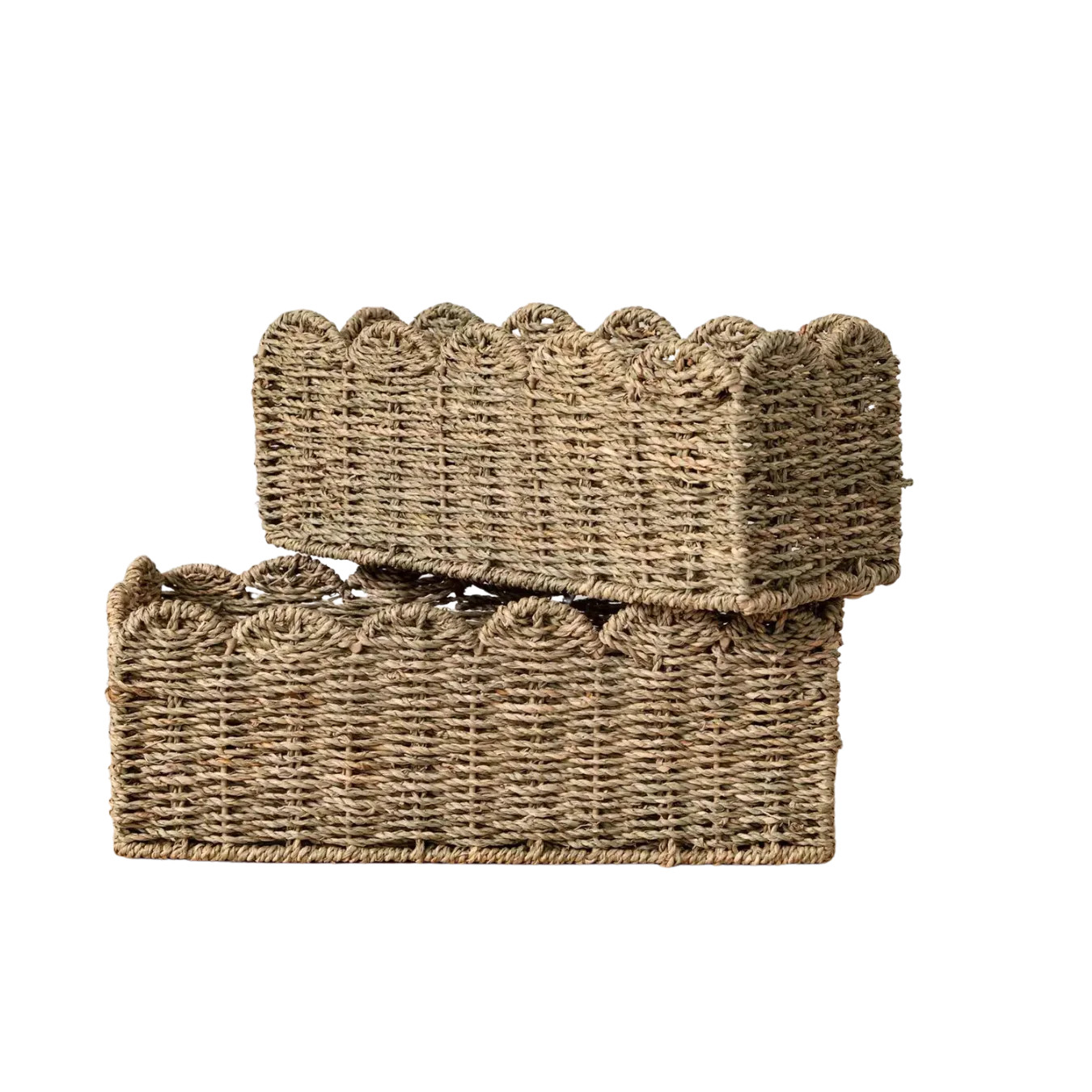Scalloped Seagrass Basket | By Luxe B Co. | Luxe B Co