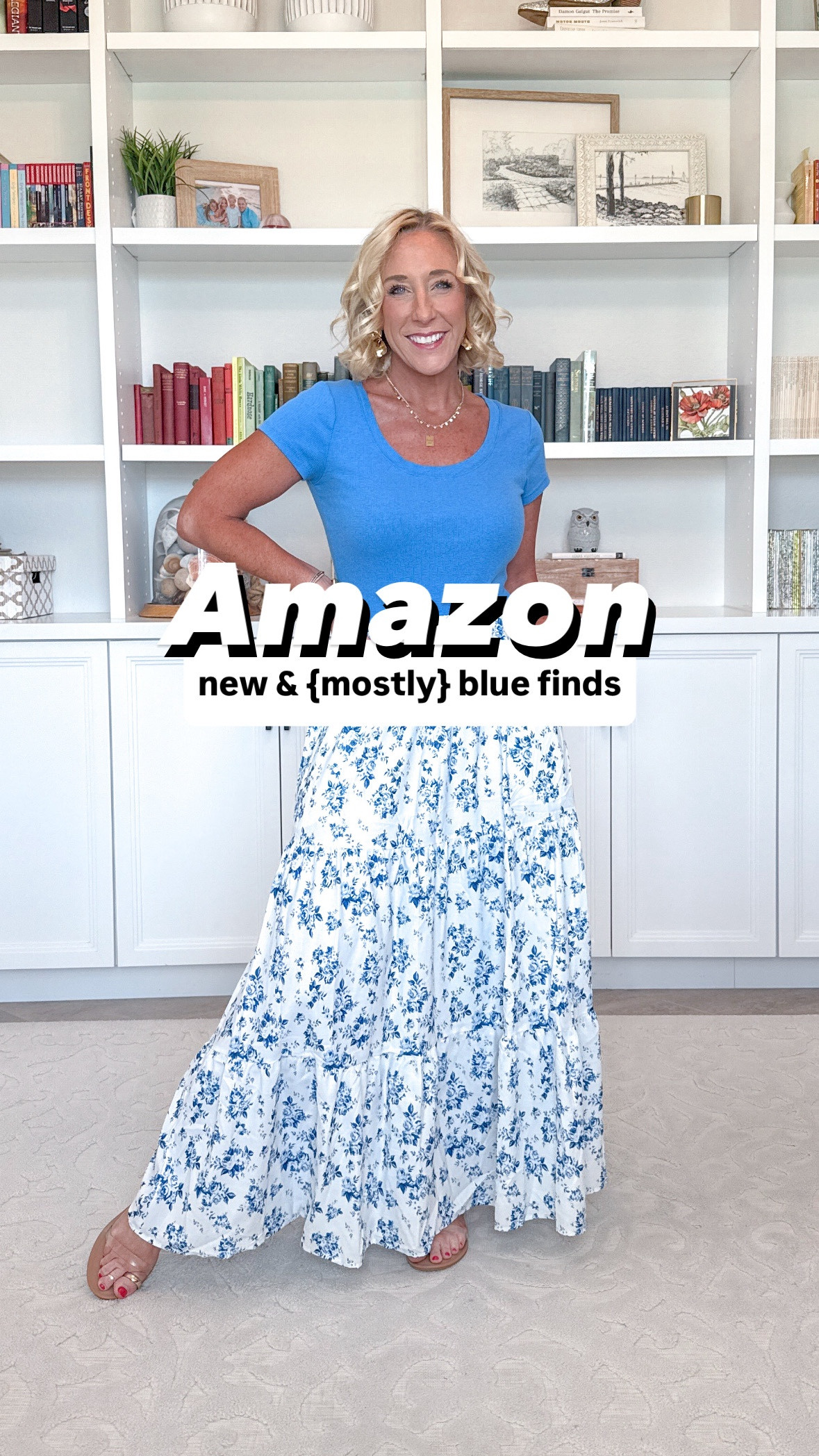 Amazon (mostly blue) new finds:
• Button down midi dress (fr beginning) - size small. 15 colors options. 
1. Short sleeve tiered midi dress - size small. 15 colors options. 
2. Elastic waist tiered maxi skirt - size small. 17 colors options. 
• blue t-shirt - size small.
3. Tank tiered swing dress - size small. 14 colors options. 
4. Spaghetti strap tired maxi dress - size small. 15 colors options. 
5. Cap sleeve eyelet top - size small. 19 colors options. 
• jeans - size 26. 
• sandals - all tts  

#LTKSeasonal #LTKOver40 #LTKFindsUnder50