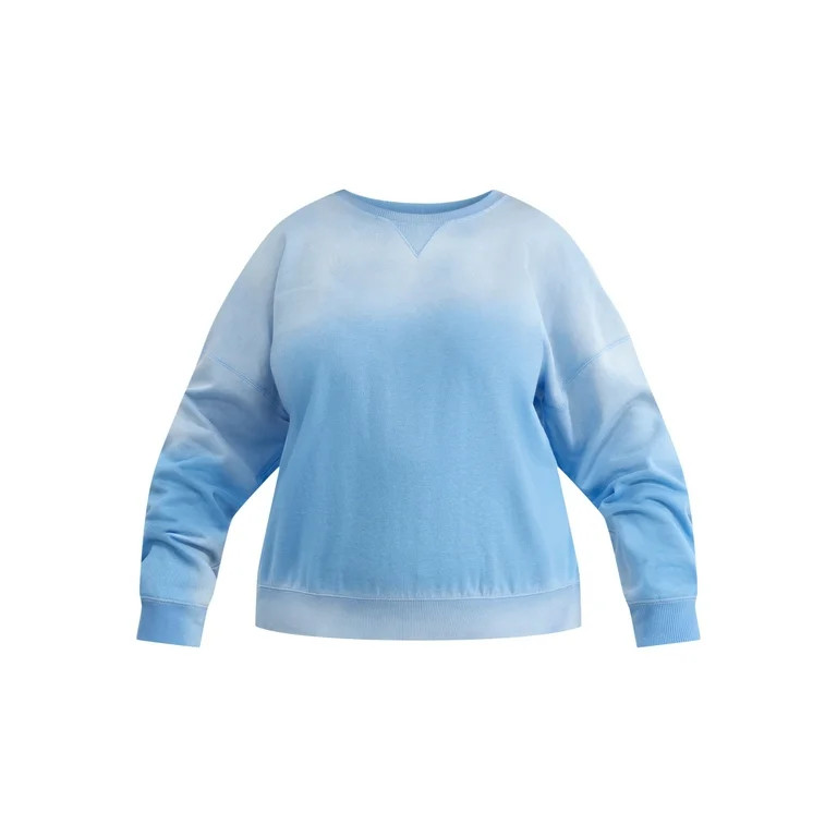 No Boundaries Washed Crewneck Sweatshirt, Lightweight, Women’s Plus | Walmart (US)