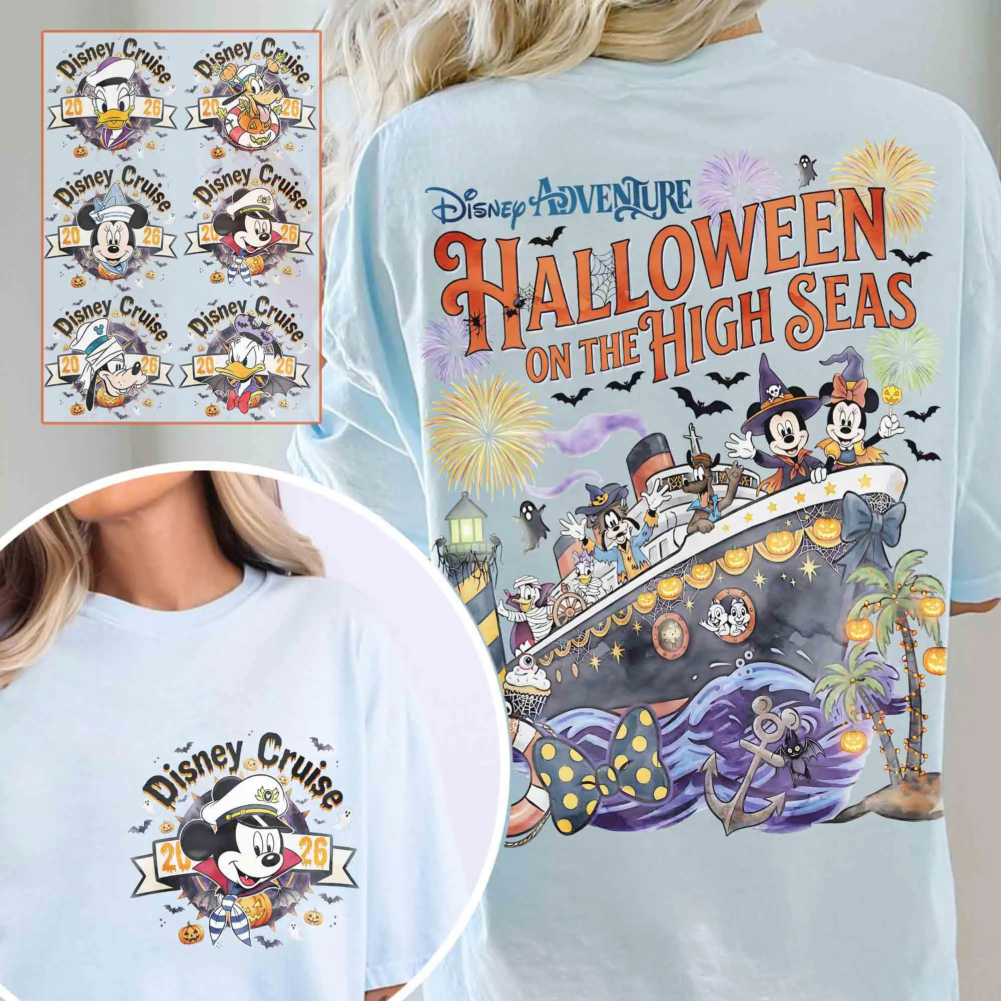 Customize 2-sided Mickey & Friends Ghost Halloween On The High Seas Shirt, Disney Wish Fantasy Magic 2026 Tee, Family Halloween Cruise Trip | Etsy (Global)