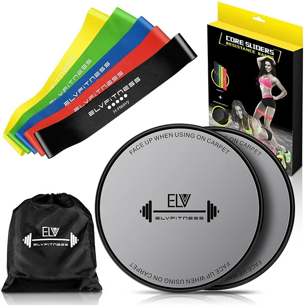 Resistance Loop Bands and Exercise Sliders Set - ELV Home & Personal Fitness Equipment | 5 Elasti... | Walmart (US)