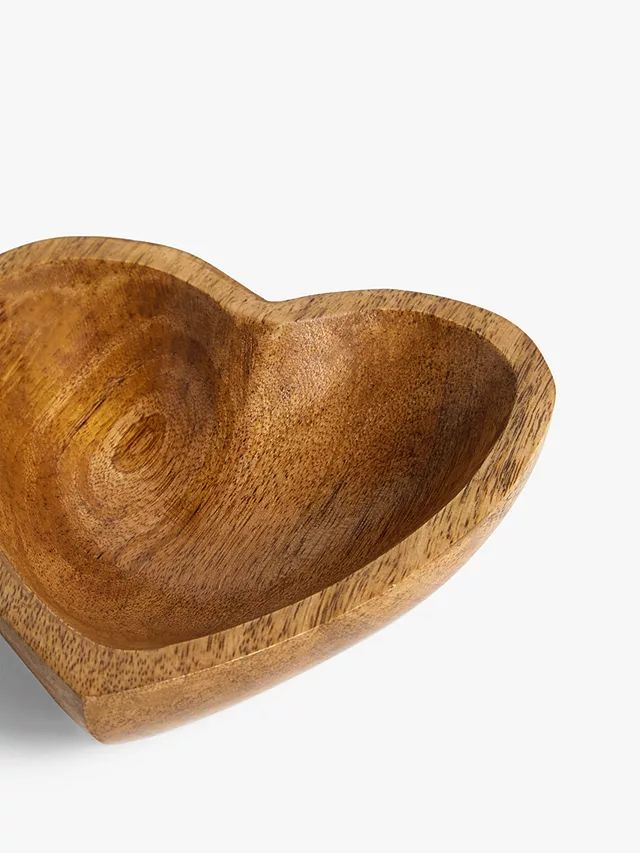 John Lewis Small Mango Wood Heart Bowl, 15cm, Natural | John Lewis (UK)