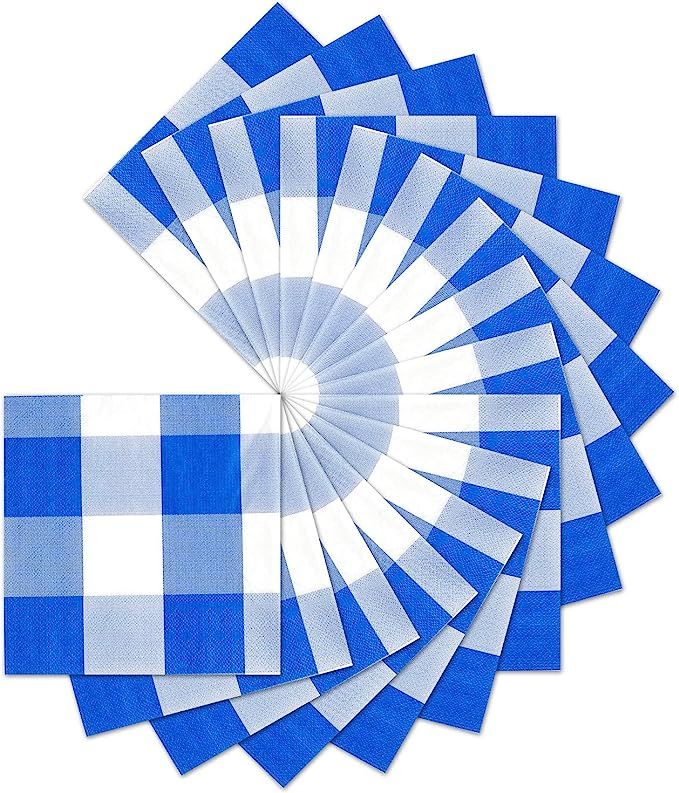 Havercamp Blue and White Plaid Luncheon Napkins | 16 Count | Classic Plaid Collection | Great for... | Amazon (US)