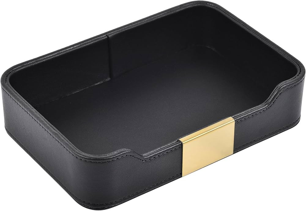 Luxury Leather Valet Tray Desktop Storage Organizer,Bedside Vanity Catchall Tray Nightstand Caddy... | Amazon (US)