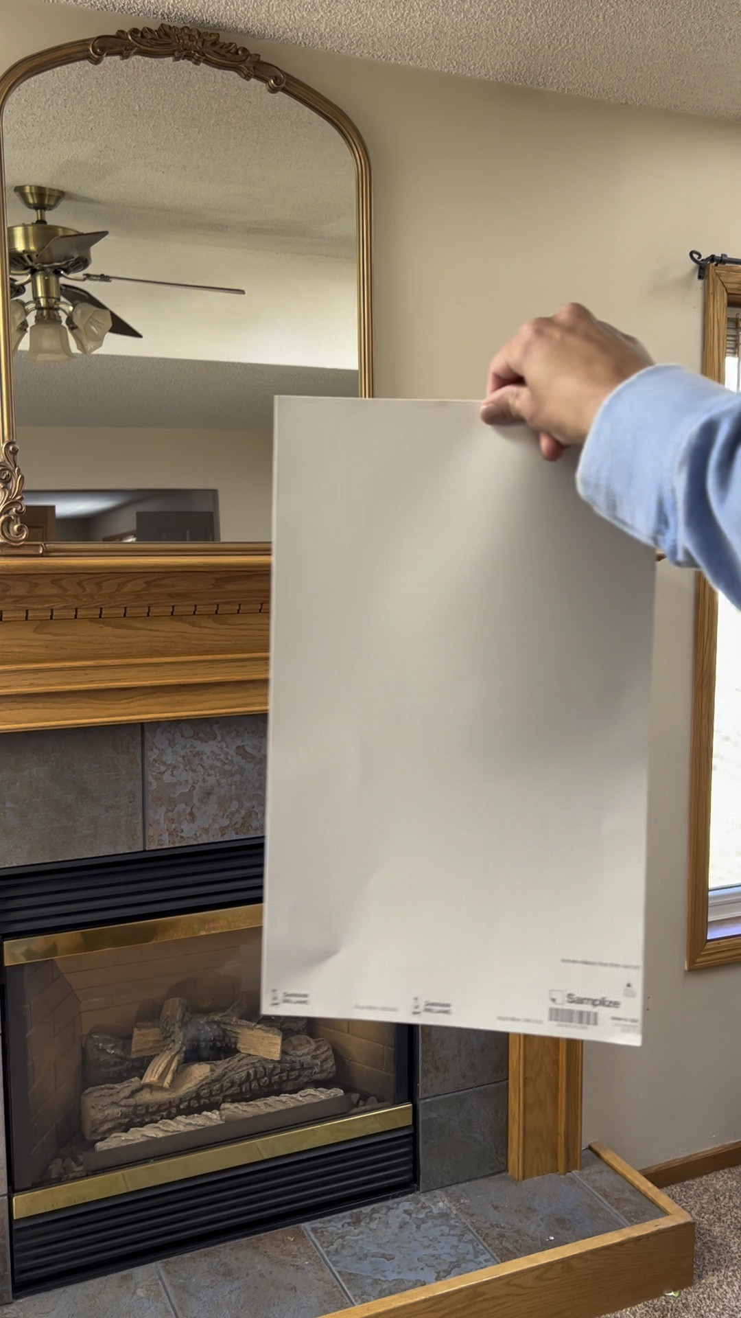 #ad We just redid our fireplace and choosing the color has never been so easy! We used @samplize sheets to decide on the white tones. The fireplace is Alabaster and walls are Swiss Coffee. Tile we painted straight black.
We painted all the ceilings as well. Just some trim work and windows treatments and it will be 100% complete! Check out @samplize peel and stick paint color samples for your next home project!

Comment “samples” and I’ll send you a direct link to shop colors for your home! 

Samplize | living room | gold mirror | fireplace decor | paint | remodel | home decor | interior paint | interior design | paint

#LTKHome #LTKVideo #LTKFindsUnder50