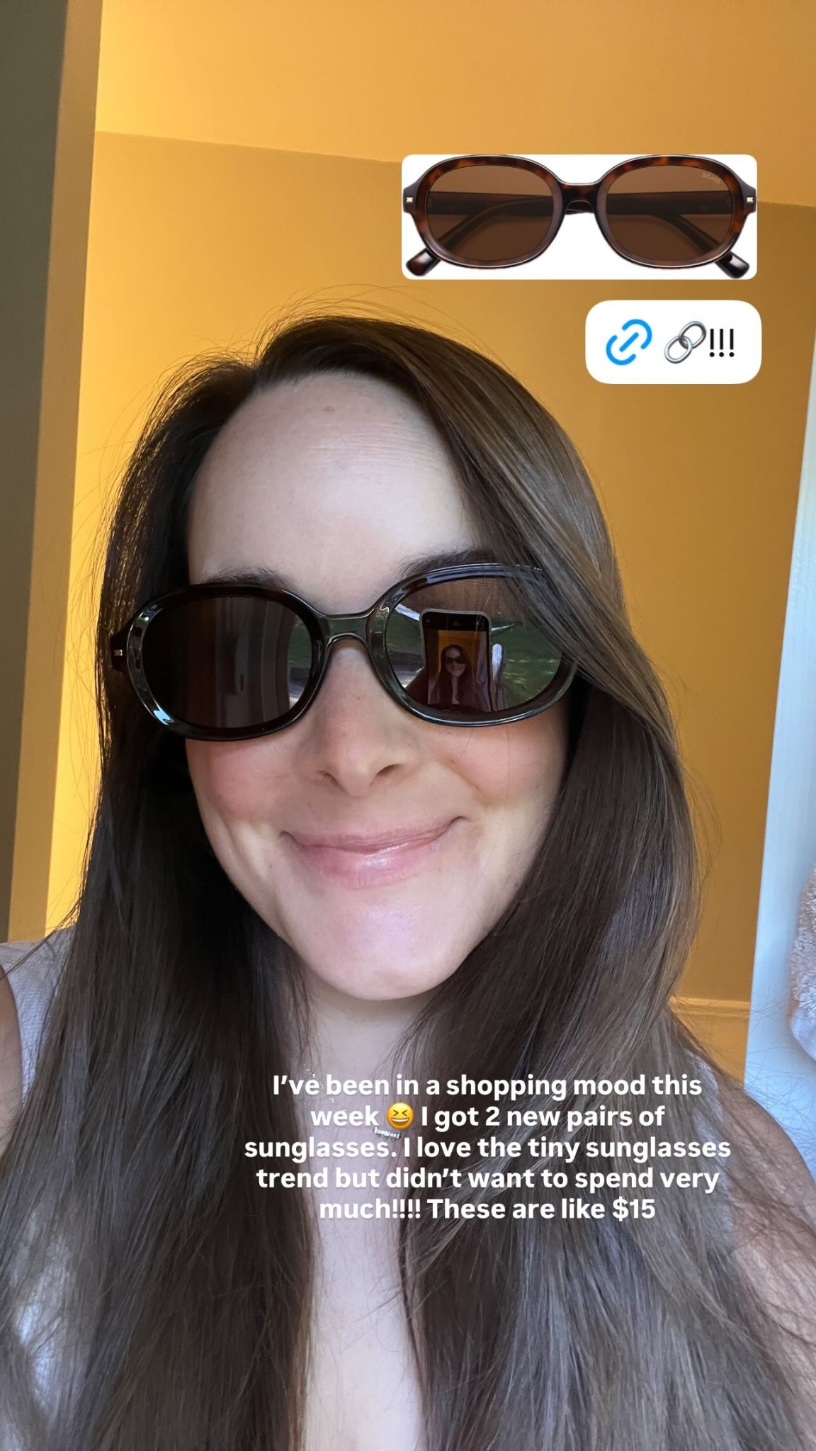 I’ve been in a shopping mood this week 😆 I got 2 new pairs of sunglasses. I love the tiny sunglasses trend but didn’t want to spend very much!!!! These are like $15