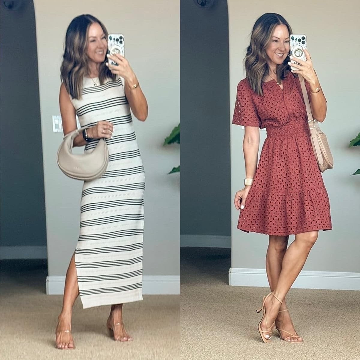 Late summer dresses that make the shift into fall so simple! 🍂 The neutral stripes and warm rust tone are perfect for church, brunch, dinner and everything in between.

late summer dresses, early fall dresses, transitional fall outfit, fall dress, striped maxi dress, rust dress, church outfit, brunch outfit, petite fashion, dresses for women over 40, EverydayHolly

#LTKootd #LTKSeasonal #LTKPetite