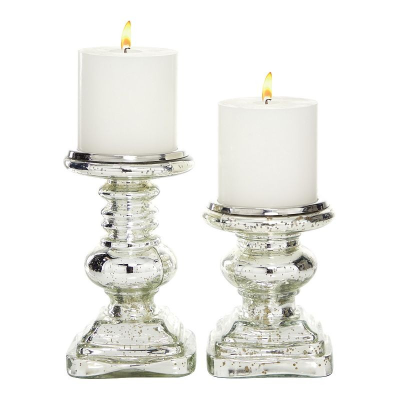 Stella & Eve Traditional Silver Mercury Glass Candle Holders 2-pc. Set, Gray | Kohl's
