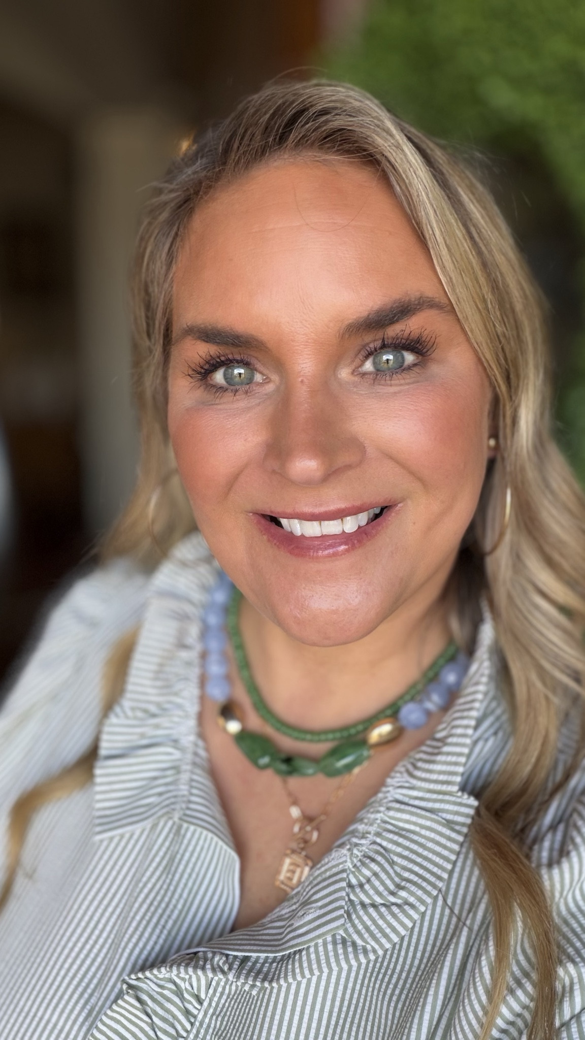 Easy everyday makeup + colorful jewelry stack.  ✨

Fresh spring beauty look with glowy skin and the cutest statement necklace to elevate any outfit.

#LTKBeauty #LTKWorkwear #LTKOver40