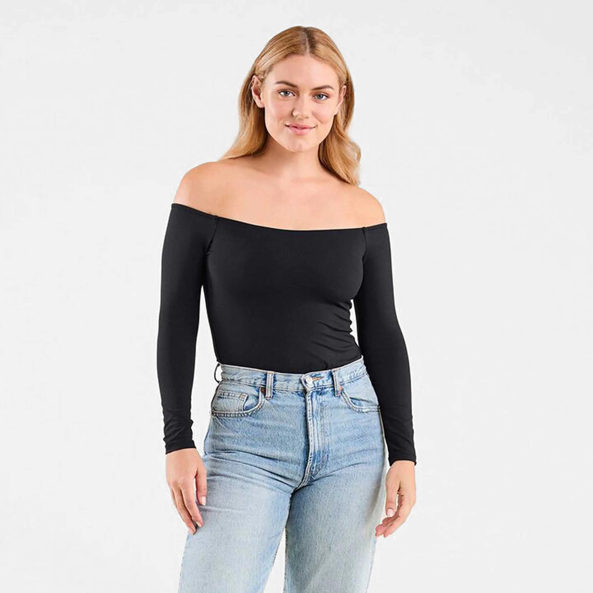 Off The Shoulder Bodysuit | Black | Nuuds US