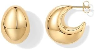 PAVOI 14K Gold Plated 925 Sterling Silver Posts Statement Earrings for Women - Geometric Dome Tea... | Amazon (US)