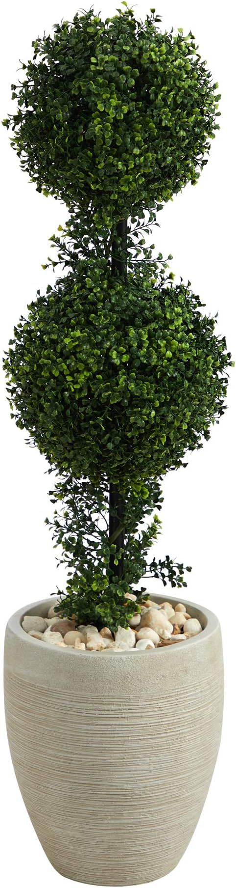 Nearly Natural 3.5ft. Boxwood Double Ball Topiary Artificial Tree in Sand Colored Planter (Indoor... | Amazon (US)