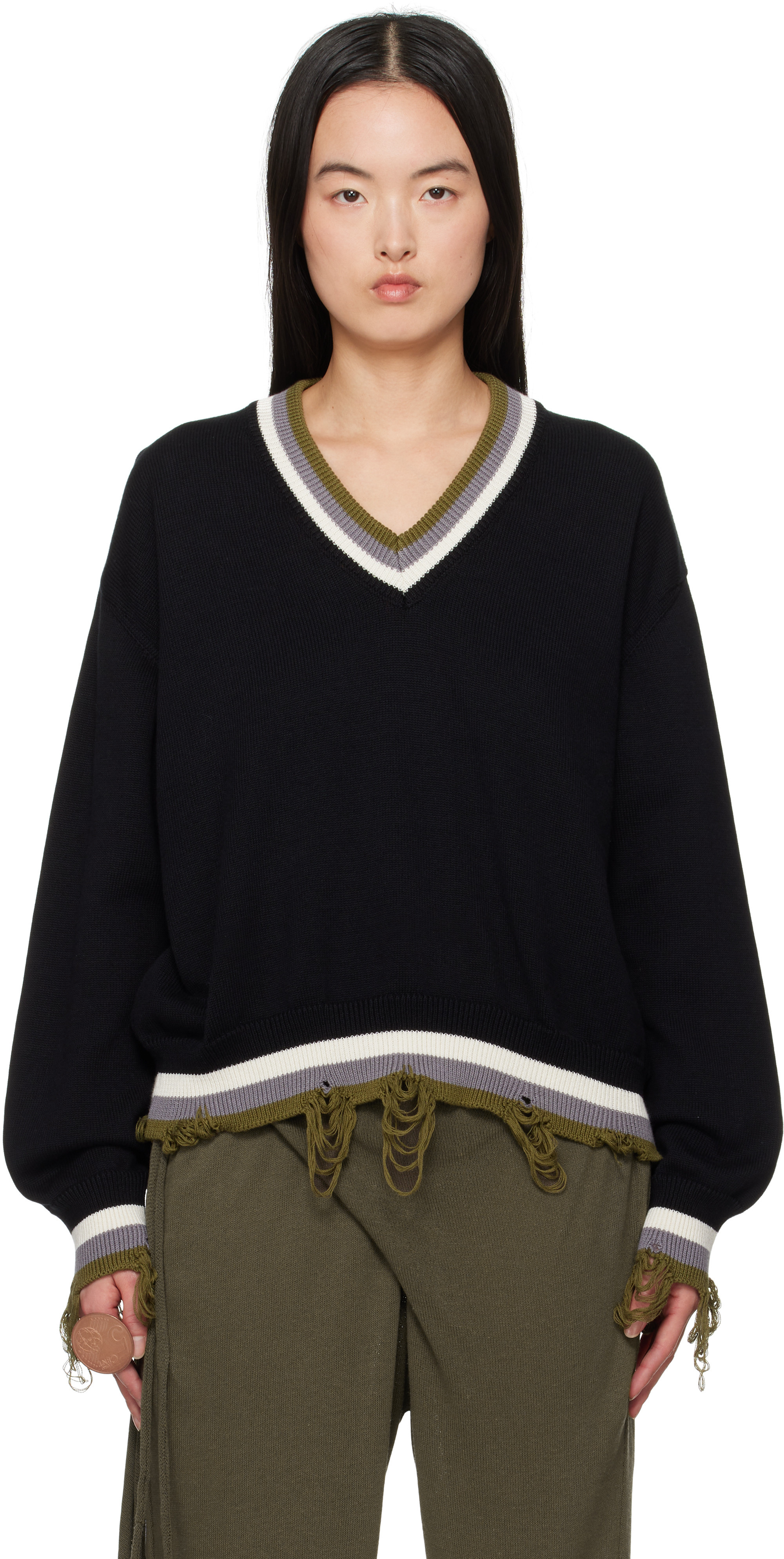 Ottolinger Black Oversized Sweater | SSENSE