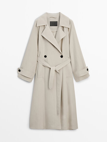 Loose-fitting trench coat with belt - Massimo Dutti | Massimo Dutti US