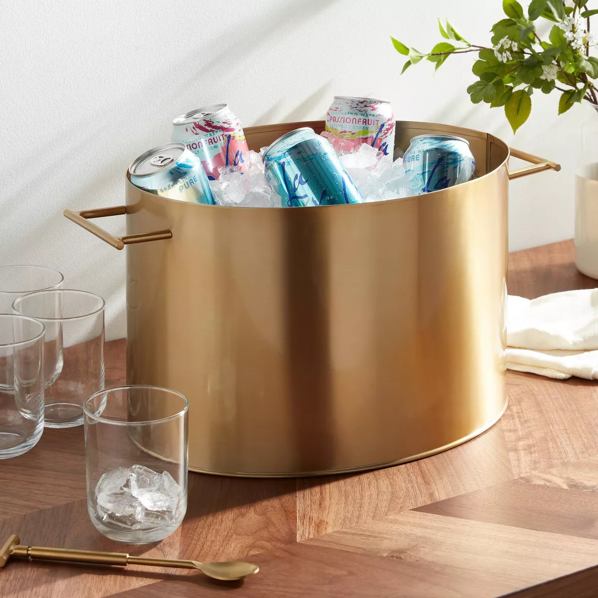 Metal Oval Beverage Tub Gold - Threshold™: Stainless Steel Drink & Ice Bucket, 14.5L Capacity, ... | Target
