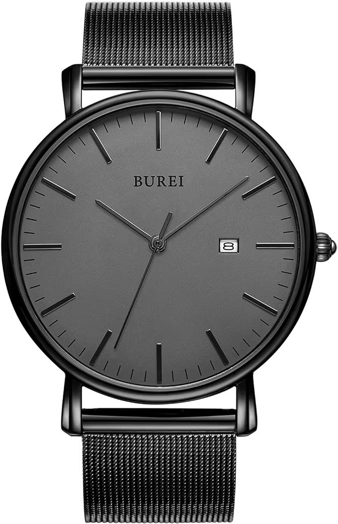 BUREI Men's Fashion Minimalist Wrist Watch Analog Date with Stainless Steel Mesh Band | Amazon (CA)