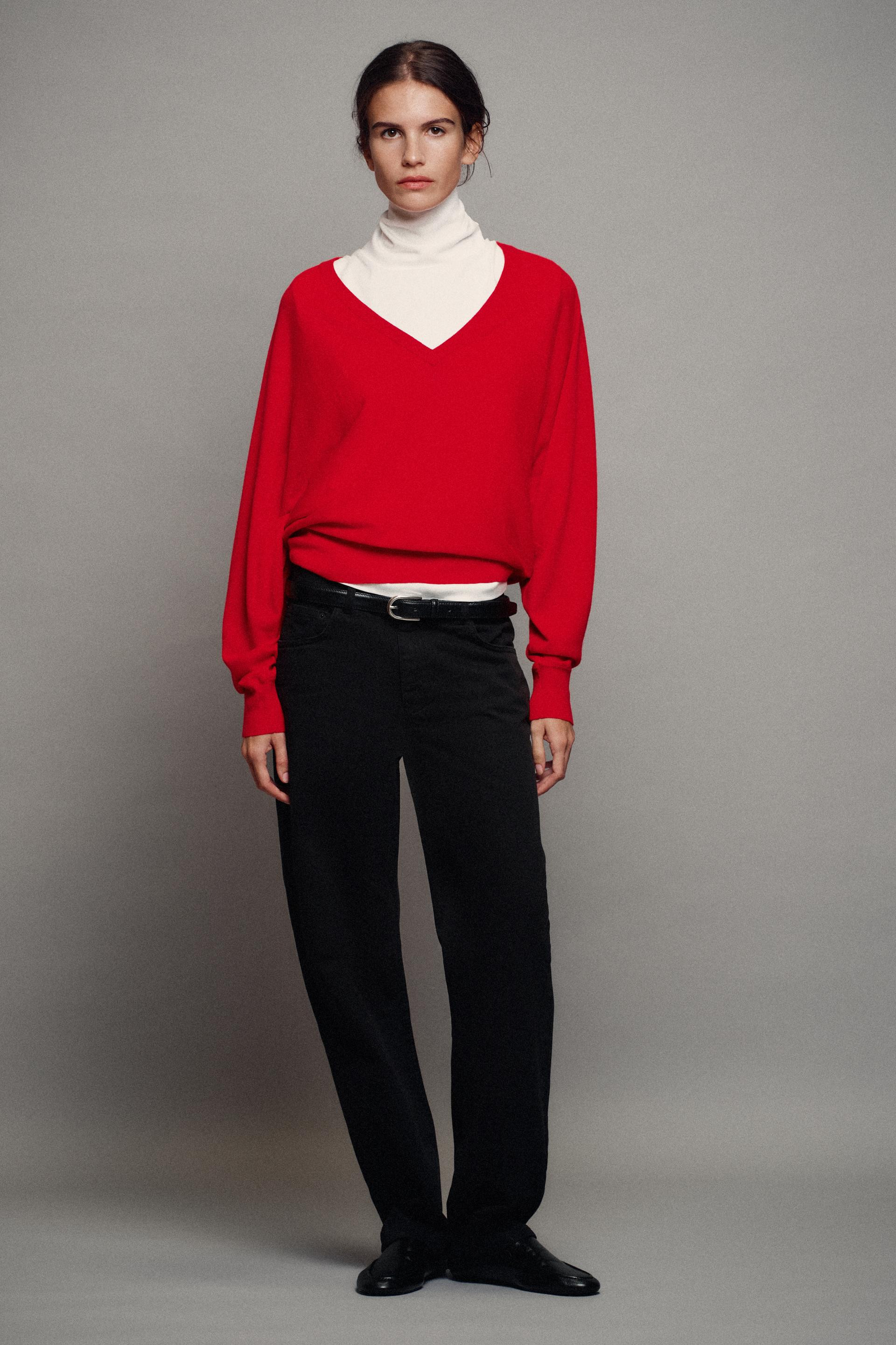 Zara - Wool Blend V-Neck Sweater - Sand / Marl - S - Woman | Zara US