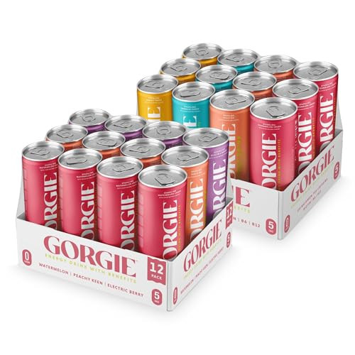 GORGIE Best Seller Variety - Original Variety Bundle, Sugar-Free Natural Energy Drink Sparkling, Healthy Energy Drinks - Green Tea, Biotin, B Vitamins, Vegan, & Low Calorie (2 Packs of 12) | Amazon (US)
