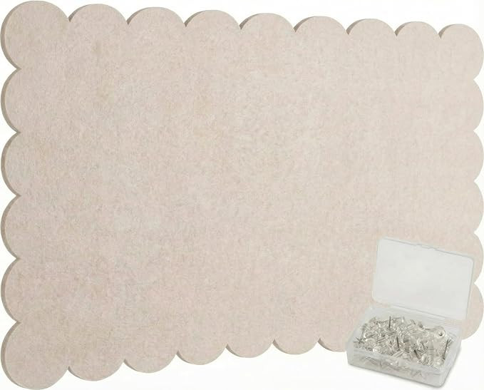 Scalloped Felt Bulletin Board 36 x 24 Inches Foldable Beige Pin Cork Board Alternative for Wall,P... | Amazon (US)
