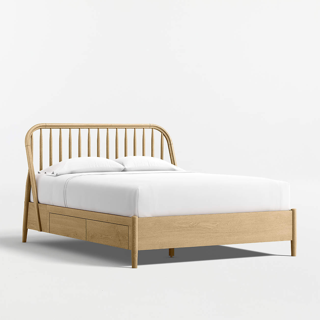 Bodie Natural Oak Wood Spindle Kids Full Storage Bed + Reviews | Crate & Kids | Crate & Barrel