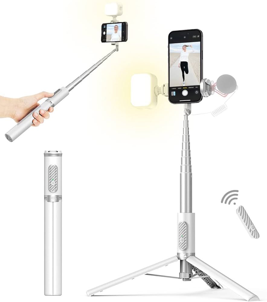 KraftGeek New 60" Phone Tripod, Selfie Stick Tripod with Remote, 2 Cold Shoes for Light and Micro... | Amazon (US)