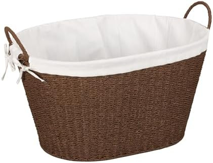 Household Essentials Paper Rope Woven Oval Laundry Basket, Brown | Amazon (US)