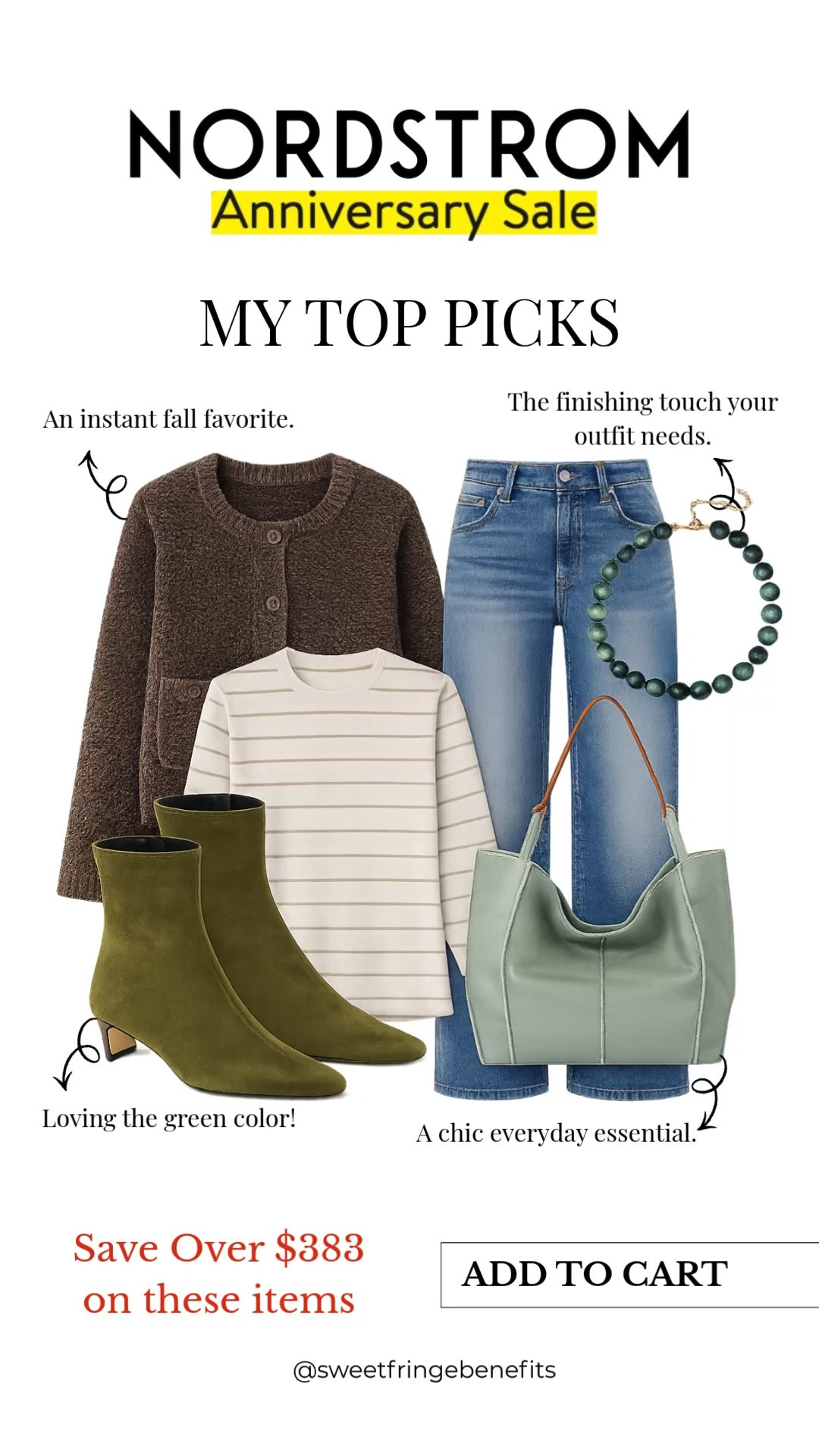These are my top Nordstrom Anniversary Sale picks for building a timeless fall wardrobe! 🍂 From the cozy cardigan and striped tee to premium denim, olive suede booties, and the perfect everyday bag, every piece is versatile, classic, and easy to mix and match all season long.

💡 LTK MADE EASY
❤️ Heart = Support my posts!
🔖 Save = Get sale & restock alerts
📋 Lists = Keep favorites organized
📲 Share = Send lists and products to a friend. Hello, Christmas List!
💬 Comment = Ask me anything about sizing or styling. :-) 

 #LTKootd #LTKOver40 #LTKSaleAlert