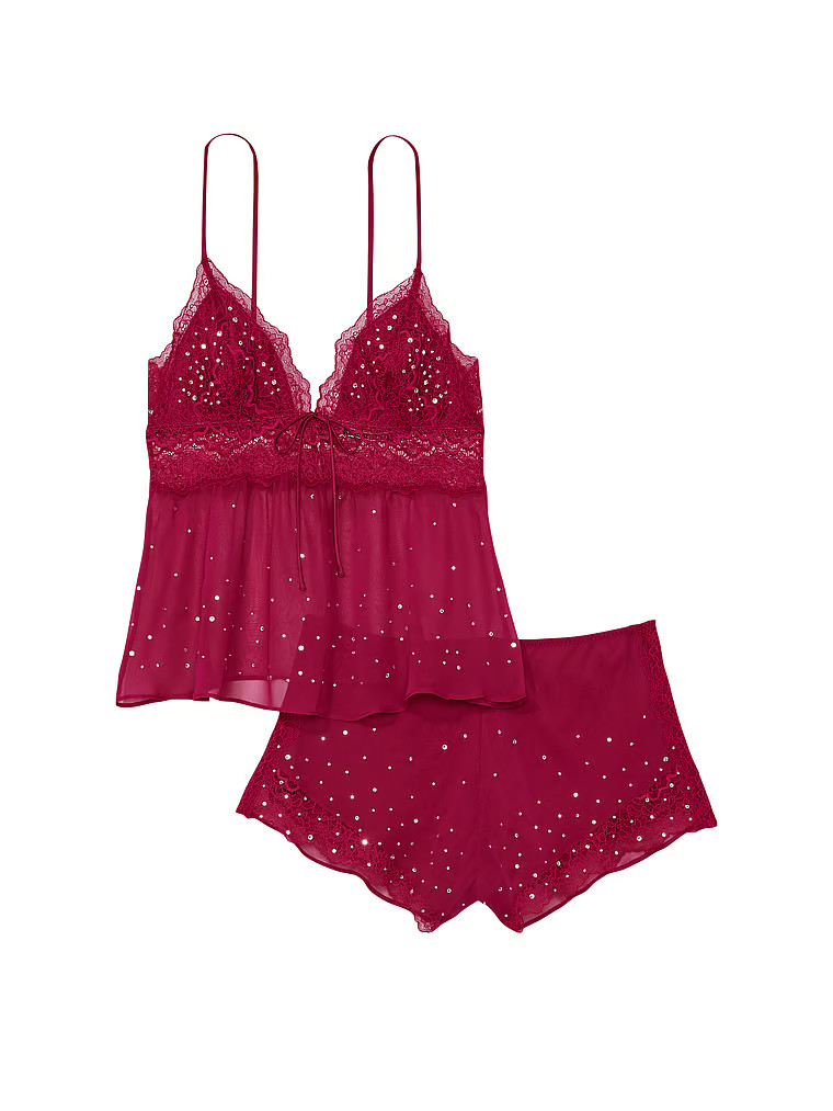 victoria secret stretch lace and chiffon cami set