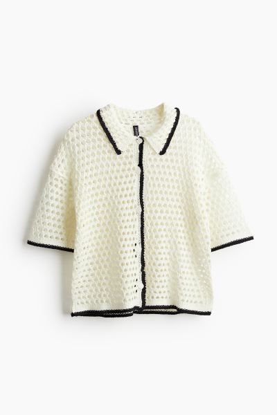 Pointelle-knit cardigan - Cream - Ladies | H&M GB | H&M (UK, MY, IN, SG, PH, TW, HK)