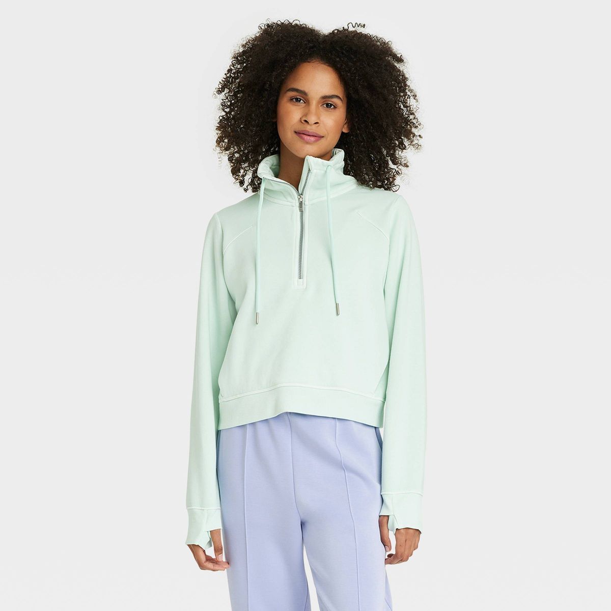 Women's Fleece Half Zip Pullover - All In Motion™ Mint XL | Target