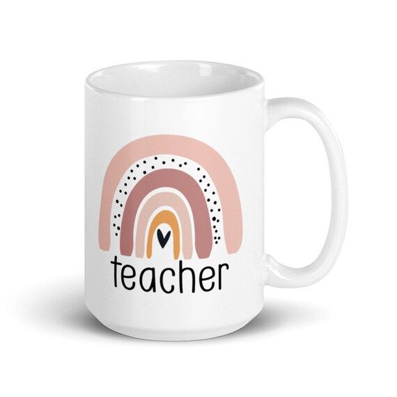 Teacher Rainbow, Teacher Gift, Teacher Thank You, Teacher Appreciation, Vintage Boho Rainbow Mug,... | Etsy (US)