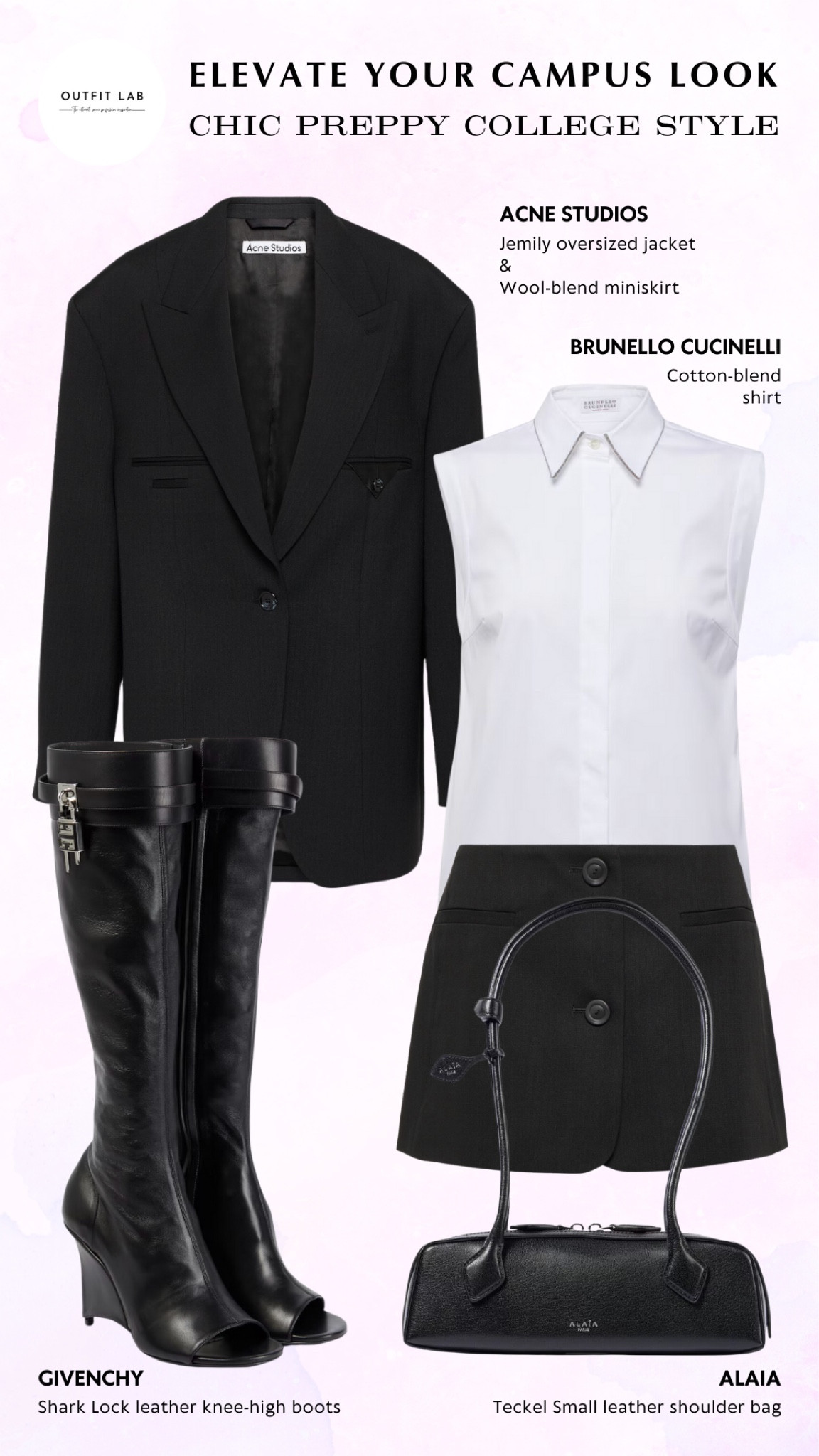 Chic Preppy College Style: Elevate Your Campus Look – Shop Now!

Elevate your campus look with this chic preppy college outfit. Featuring a stylish Acne Studios jacket and miniskirt for a trendy yet sophisticated vibe, paired with classic Brunello Cucinelli shirt for a polished touch. Step into fashionable Givenchy boots for a statement look and complete the ensemble with a versatile Alaia bag to carry your essentials. Perfect for making a stylish impression on campus, this outfit ensures you stay chic and preppy. Shop now to upgrade your college wardrobe with this stunning ensemble!

#LTKShoeCrush #LTKStyleTip #LTKWorkwear