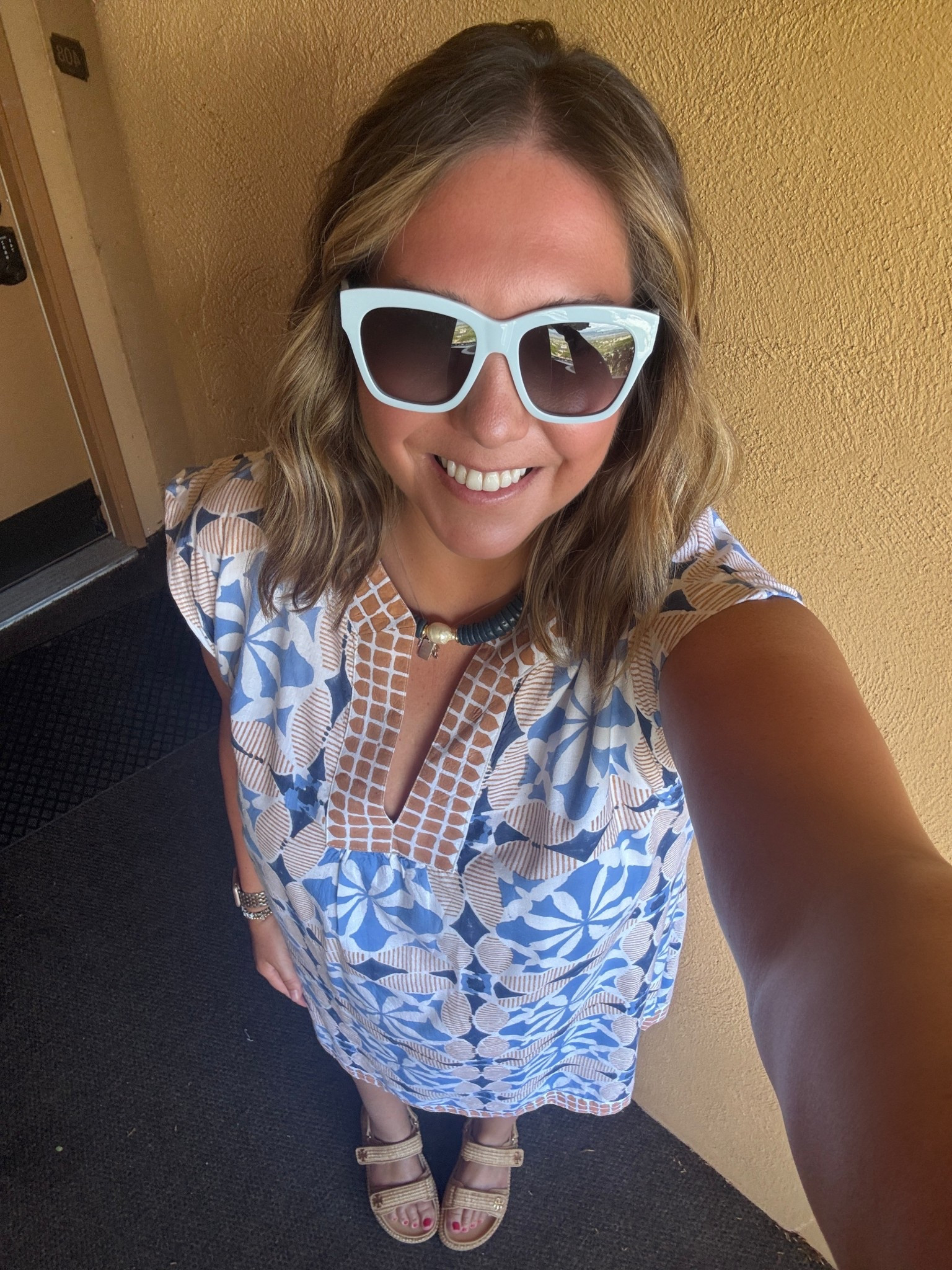 Casual day in Maui hitting a happy hour and doing a little shopping at the mall. Found some fun Hawaii specific things! I love the print of this dress so much. It’s fun and perfect for travel. Easy to wear and flattering. I added a blue necklace and fun blue sunglasses to add a little extra color!

#LTKTravel #LTKShoeCrush #LTKMidsize