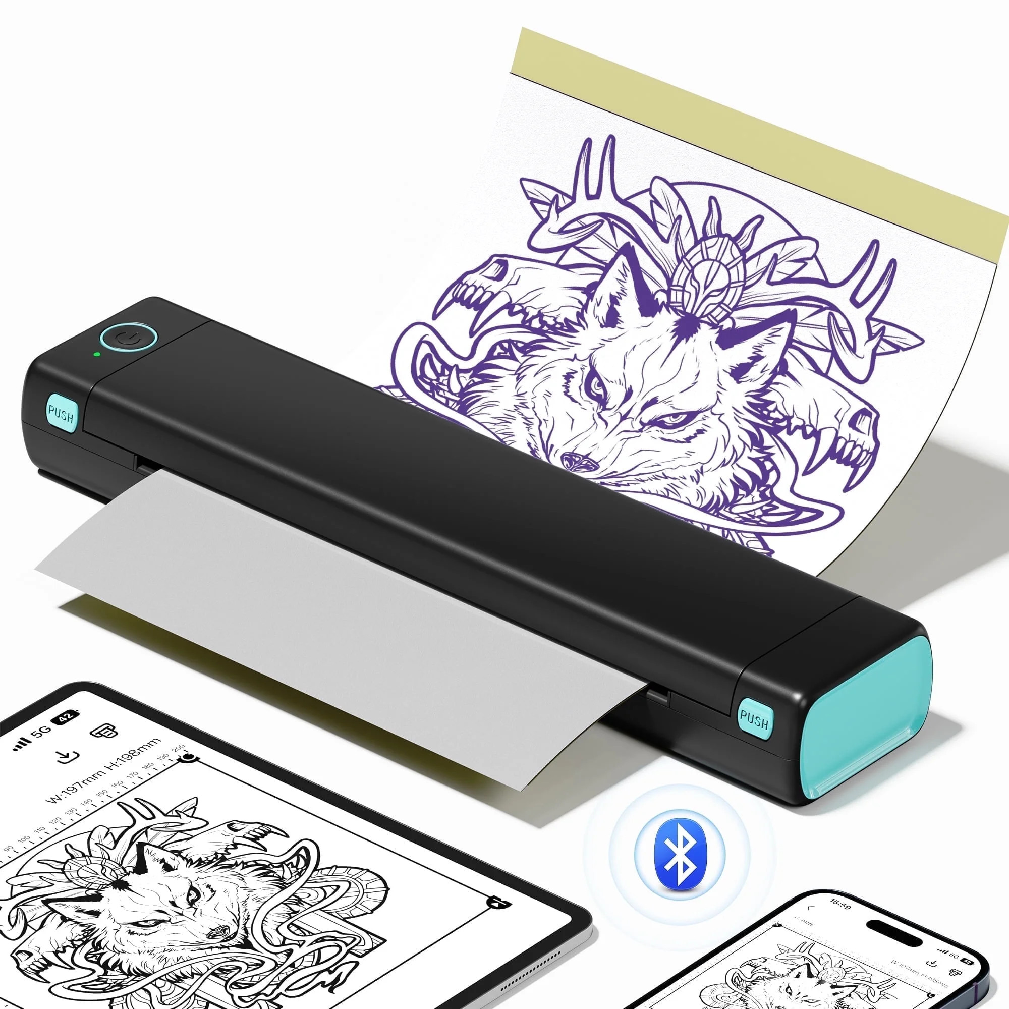 Phomemo M08F Bluetooth Tattoo Stencil Printer - Wireless Thermal Printer with 10 Free Papers, Por... | Walmart (US)