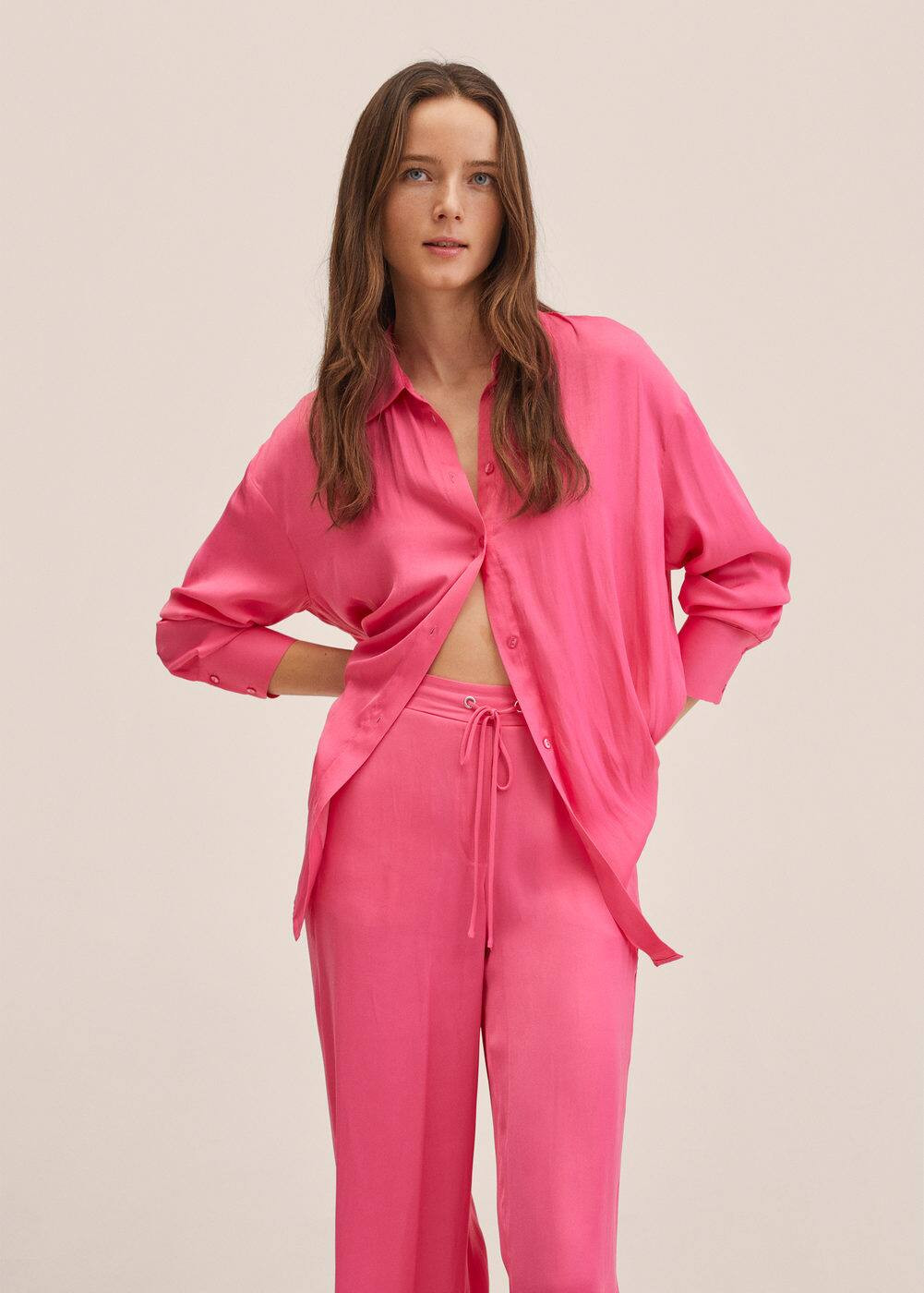 Oversize flowy shirt -  Women | Mango USA | MANGO (US)