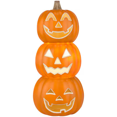 Haunted Living 1.5-ft Lighted Stacked Jack-O-Lanterns | Lowe's