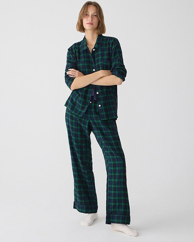 Flannel long-sleeve pajama pant set in Black Watch tartan | J. Crew US