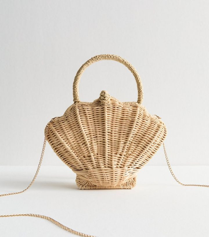 Stone Wicker Shell Crossbody Bag | New Look | New Look (UK)