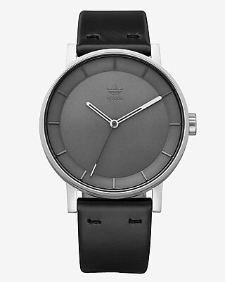 Adidas Men's District L1 Silver Black Leather Strap Watch | Express