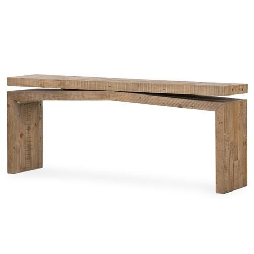 Rayan Rustic Lodge Brown Reclaimed Pine Wood Rectangular Console Table | Kathy Kuo Home
